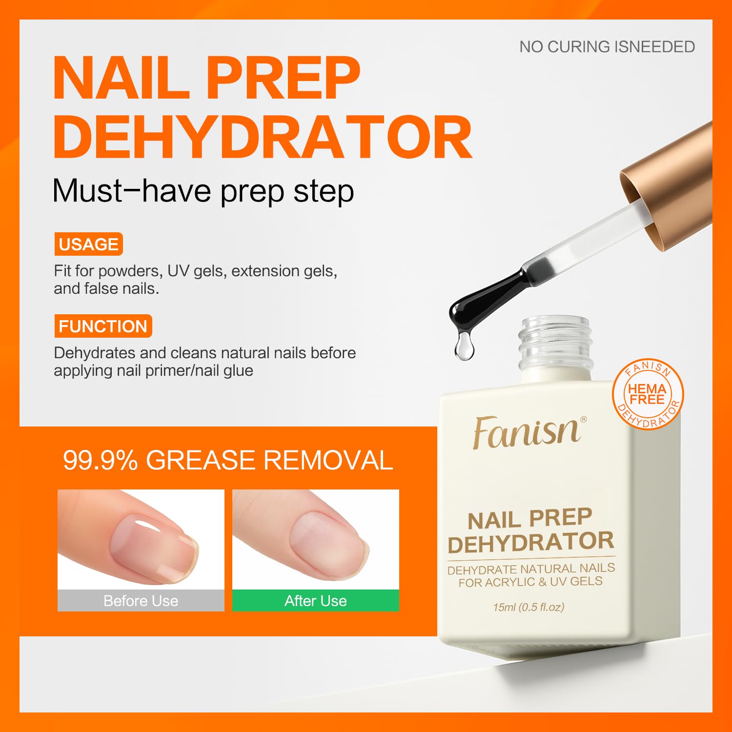 Fanisn 9-in-1 Gel Nail Glue Kit with Dehydrator – Fast, Acid-Free Nail Prep for Salon & DIY