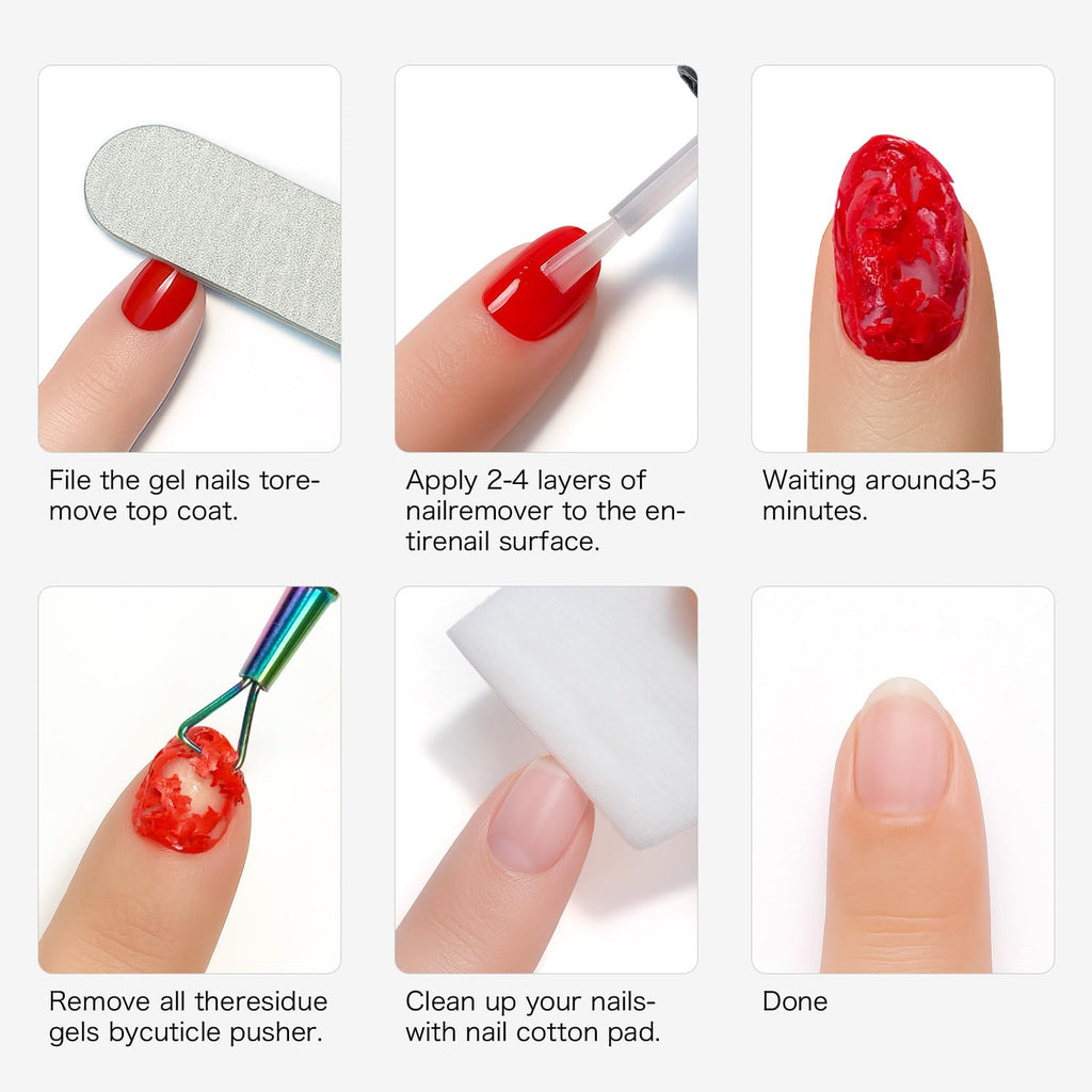 Fanisn Gel Nail Polish Remover with Tools, 15ml – Acetone-Free Quick 3-5 Min Removal (Home DIY)