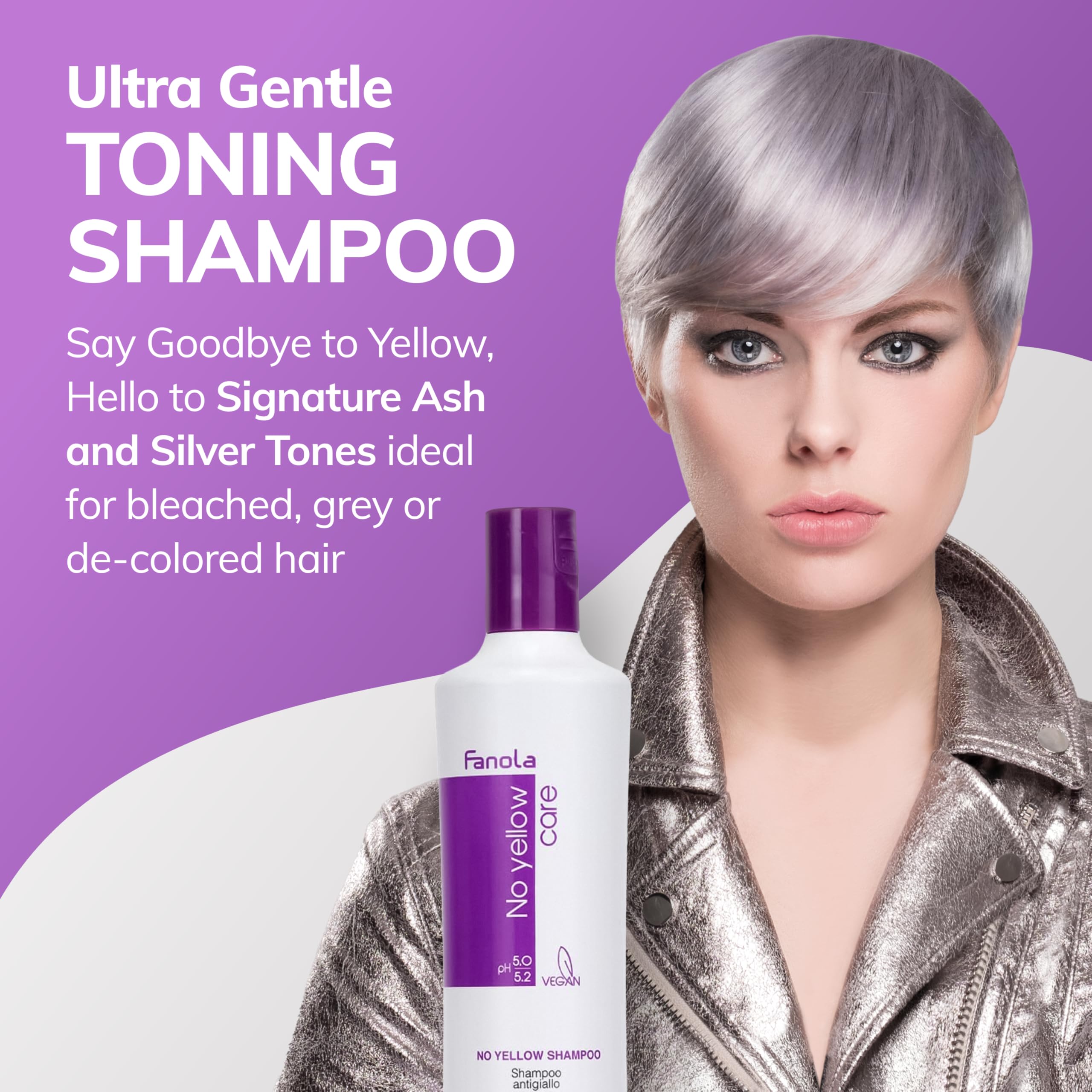 Fanola No Yellow Purple Shampoo - Neutralizes Brassiness for Blondes, Bleached & Grey Hair (11.83 fl oz)