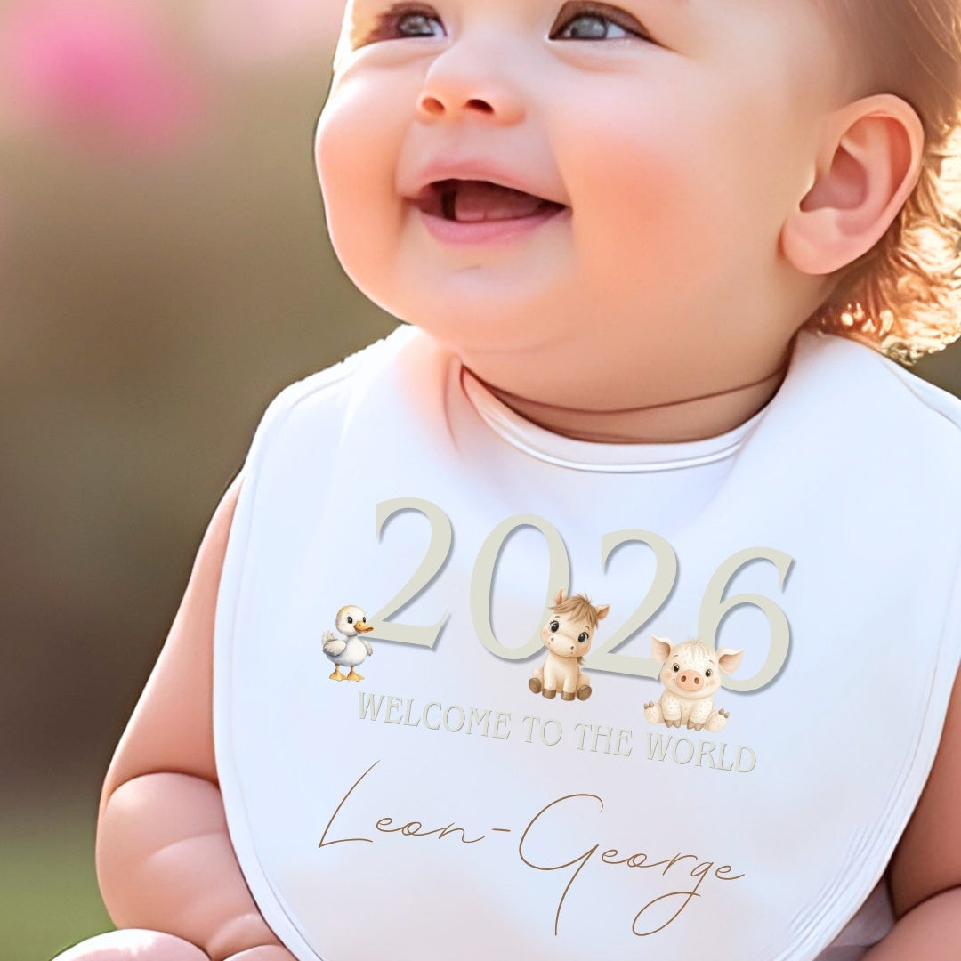 Personalised Grey Farm Animals Babygrow | Name Vest or Bib UK