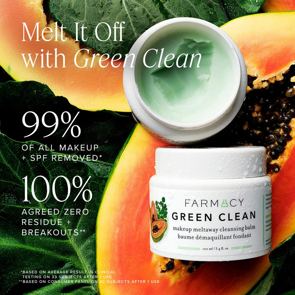 Farmacy Green Clean Makeup Remover Cleansing Balm Bundle – Waterproof Makeup Remover + Oil Cleanser (50ml, 2 Count)