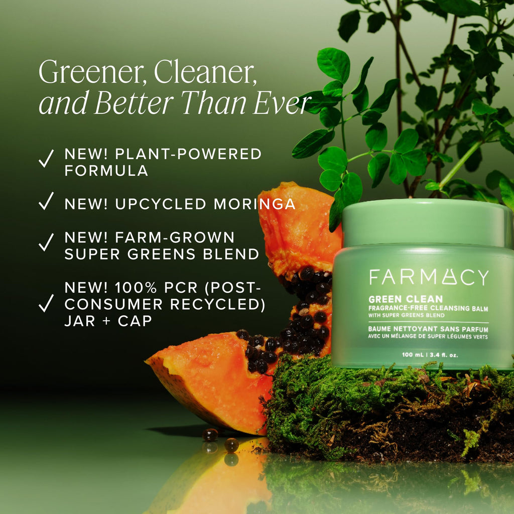 Farmacy Green Clean Waterproof Makeup Remover Balm for Sensitive Skin - Fragrance Free, 100ml