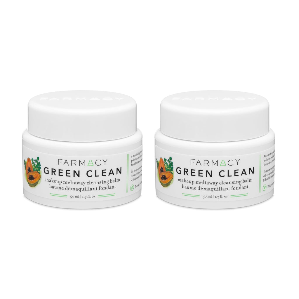 Farmacy Green Clean Makeup Remover Cleansing Balm Bundle – Waterproof Makeup Remover + Oil Cleanser (50ml, 2 Count)