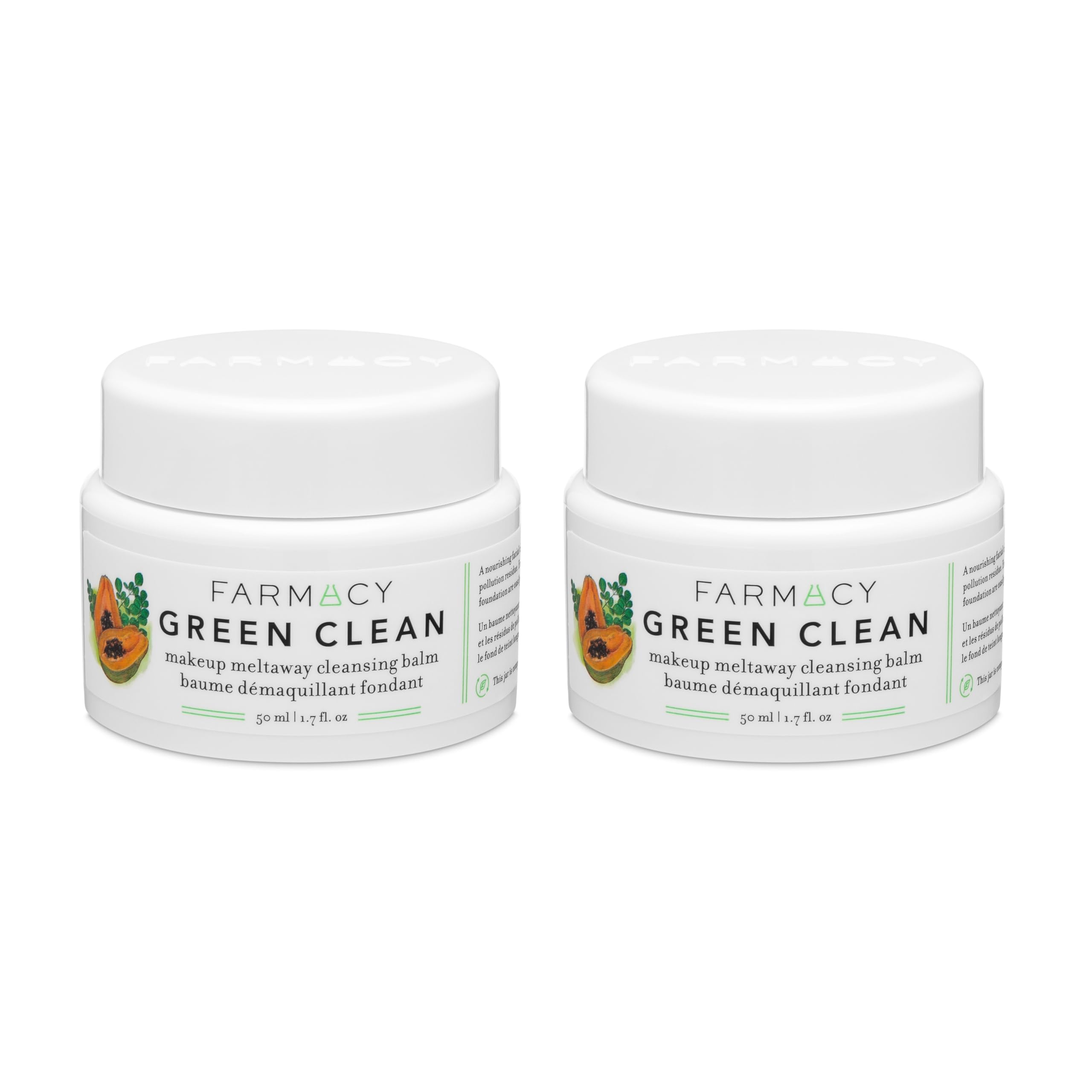 Farmacy Green Clean Makeup Remover Cleansing Balm Bundle – Waterproof Makeup Remover + Oil Cleanser (50ml, 2 Count)