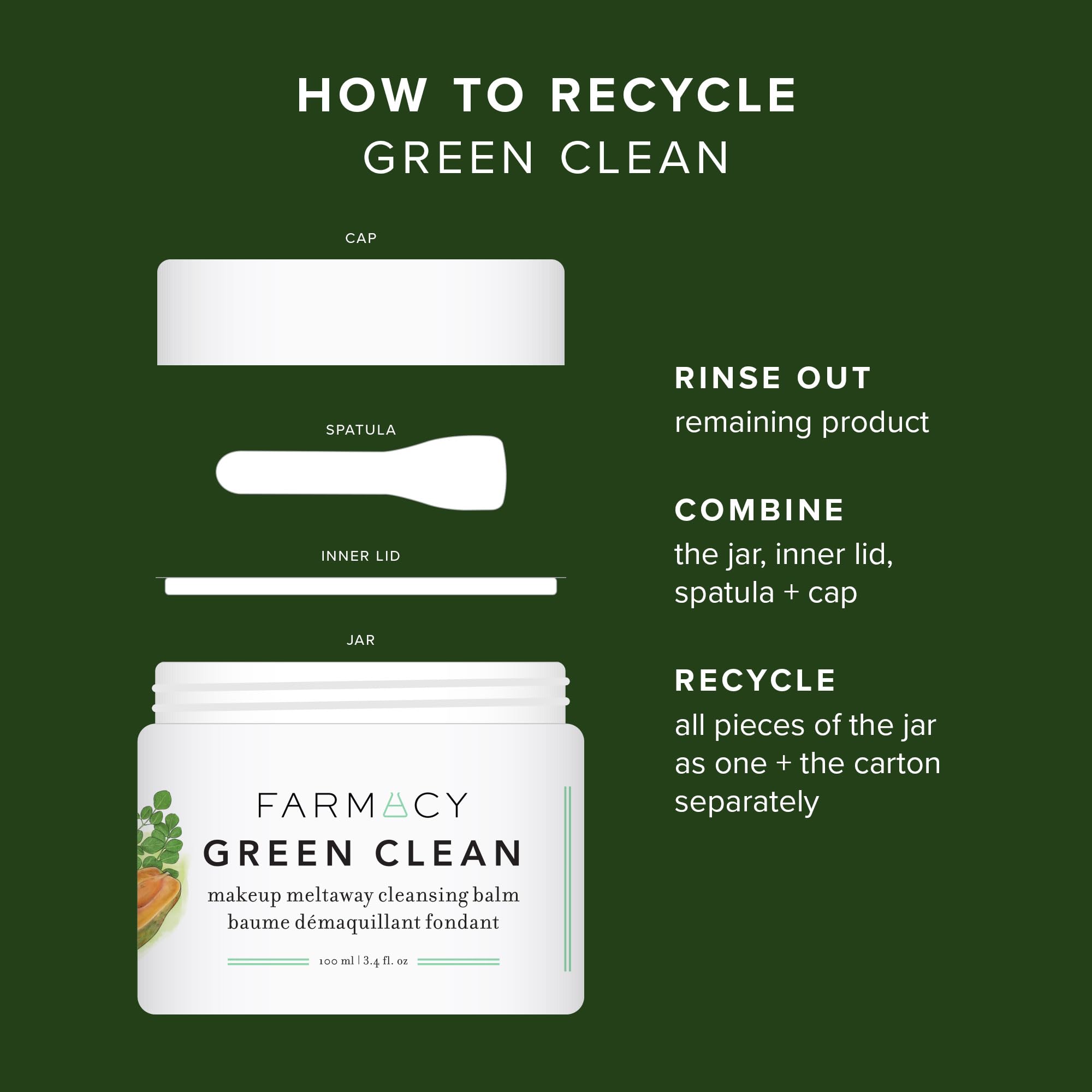 Farmacy Green Clean Makeup Remover Cleansing Balm Bundle – Waterproof Makeup Remover + Oil Cleanser (50ml, 2 Count)