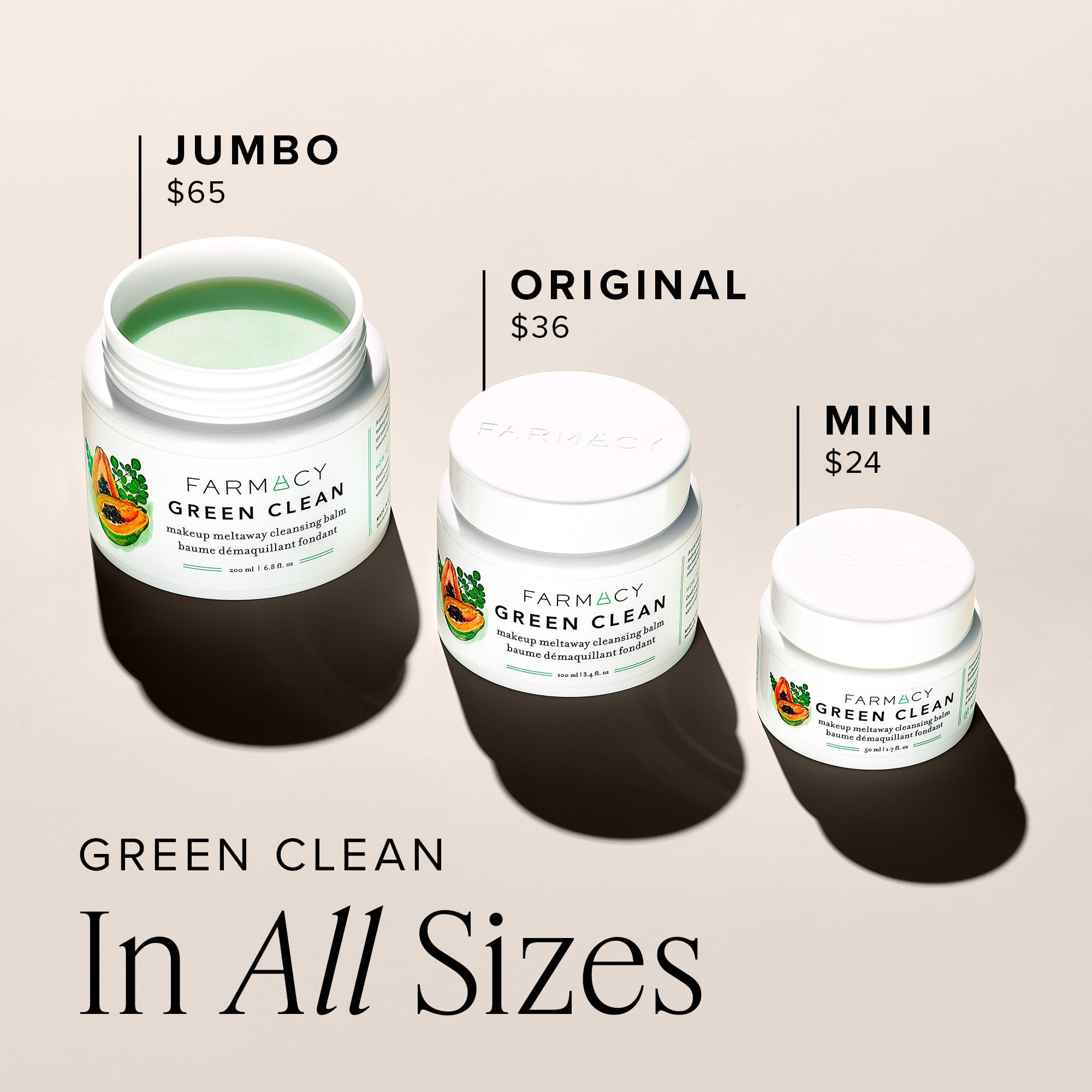 Farmacy Green Clean Makeup Remover Cleansing Balm Bundle – Waterproof Makeup Remover + Oil Cleanser (50ml, 2 Count)