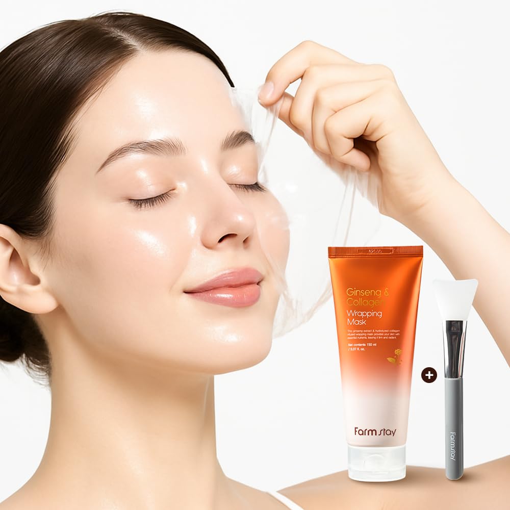 FARMSTAY Ginseng Collagen Wrapping Mask – Hydrating Peel-Off Facial for Glass Skin
