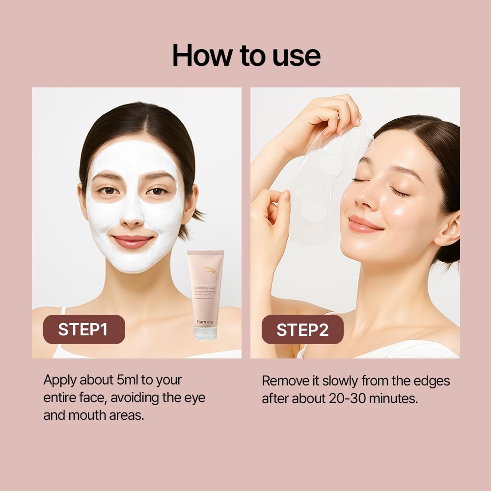 FARMSTAY Rice & Hyaluronic Acid Real Wrapping Mask – Glass Skin Glow & Hydration (5.07 fl oz) with Spatula