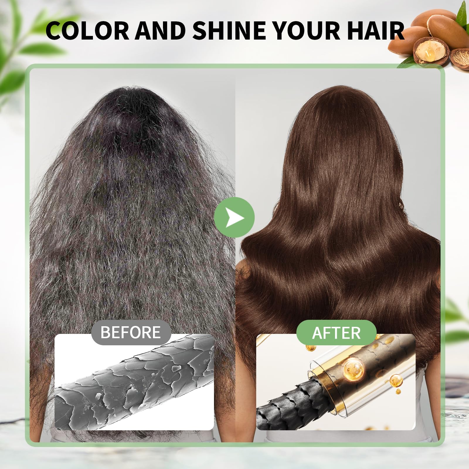 Farndu Brown Hair Dye Shampoo – 100% Gray Coverage, Natural Herbal Formula