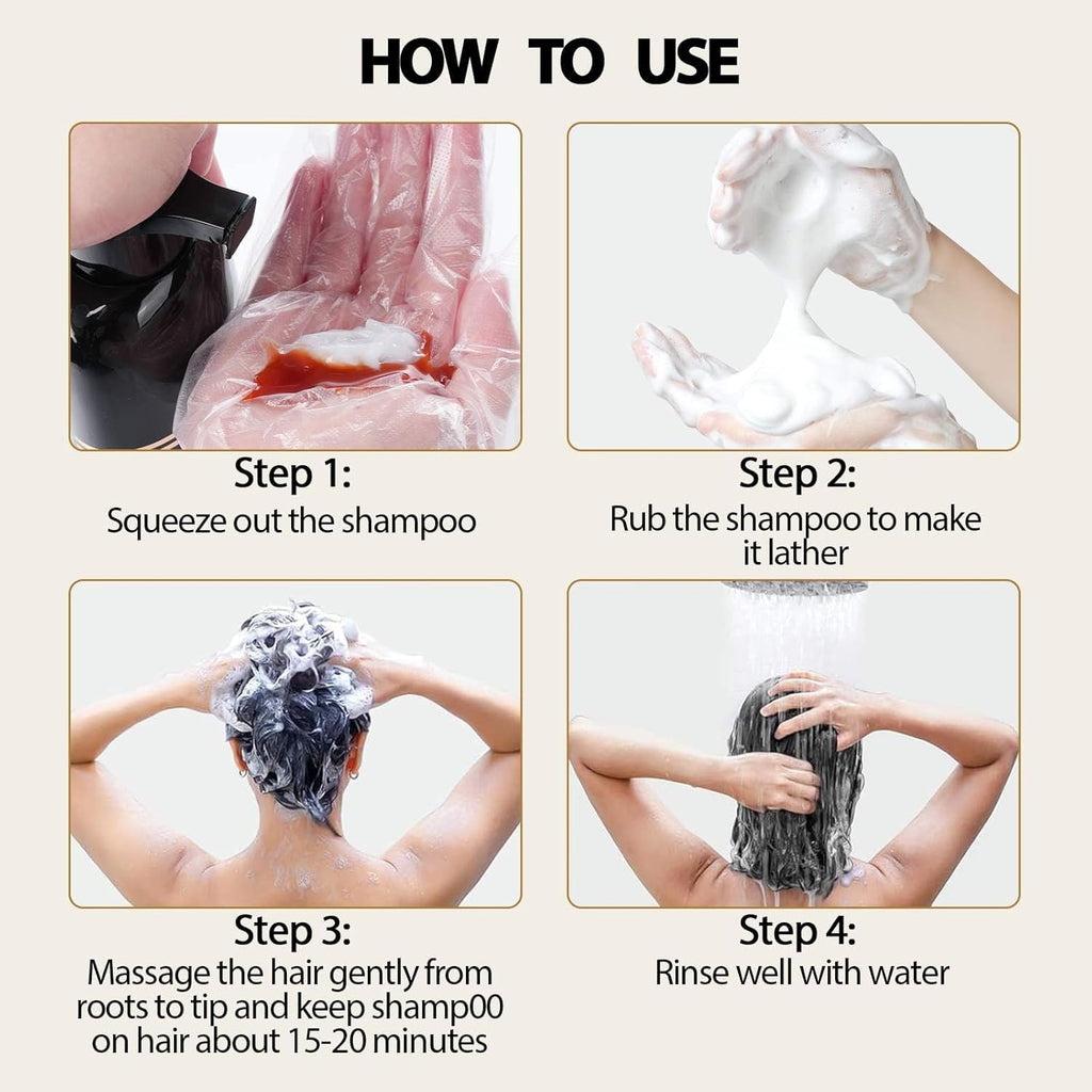 Farndu Dark Brown Hair Dye Shampoo 3-in-1 – 15 Min Gray Coverage, Herbal Semi-Permanent Color