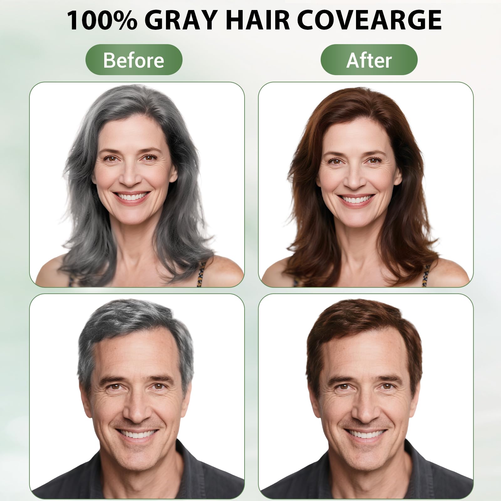 Farndu Brown Hair Dye Shampoo – 100% Gray Coverage, Natural Herbal Formula