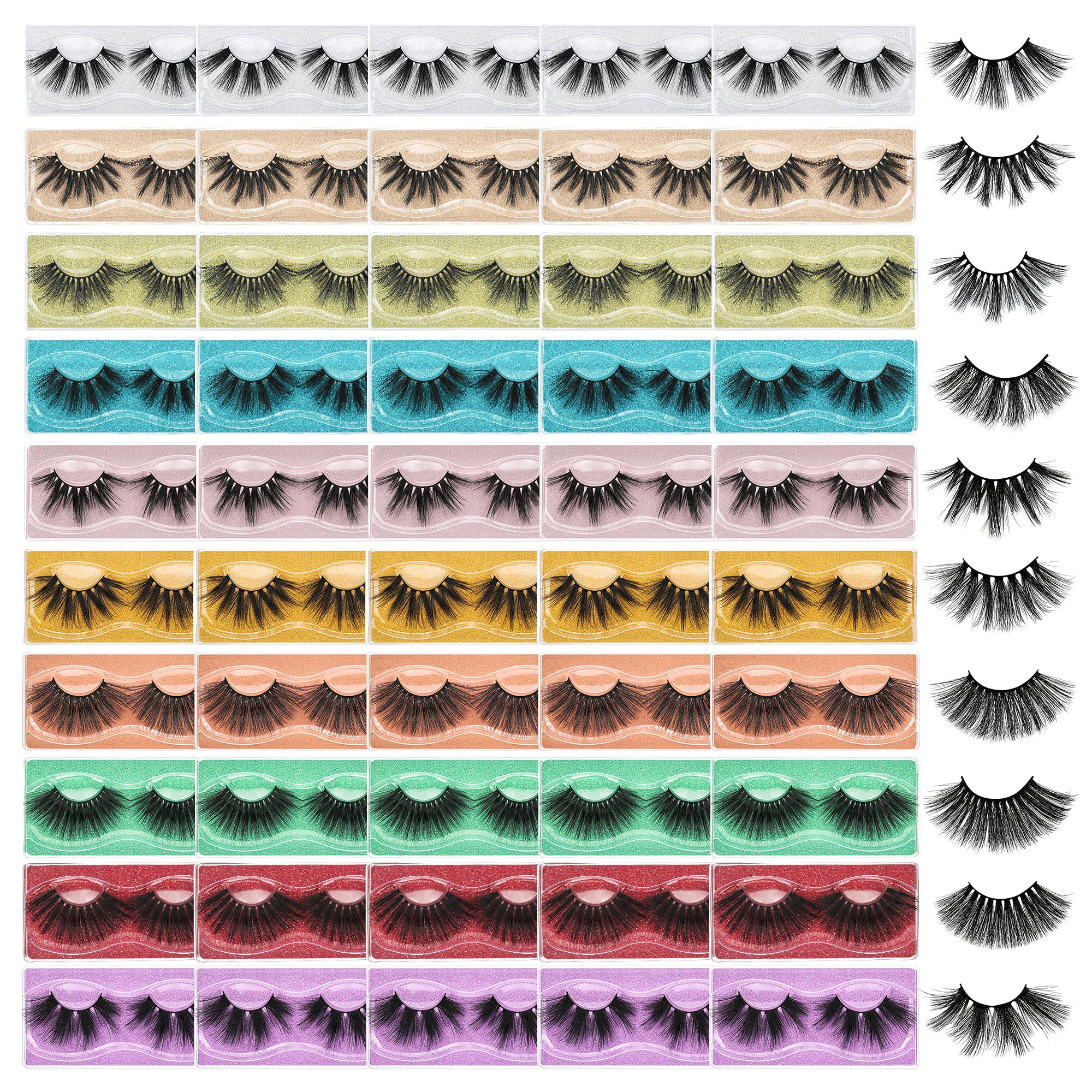 FARRED 25mm Faux Mink Lashes – 50 Pairs, 10 Styles, 6D Dramatic Bulk Lashes