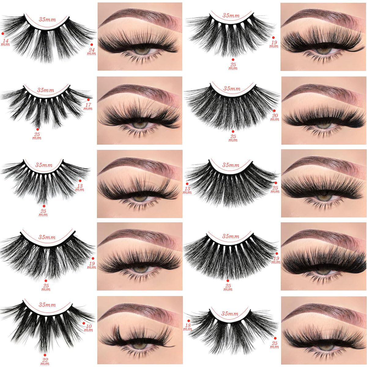FARRED 25mm Faux Mink Lashes – 50 Pairs, 10 Styles, 6D Dramatic Bulk Lashes