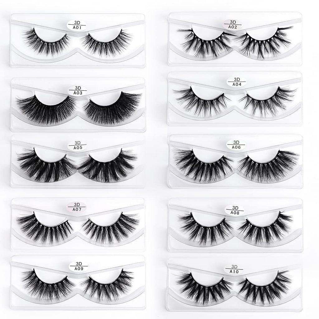 FARRED Wholesale False Lashes – 10 Styles, 10 Pairs, Medium Length Vegan Lashes, Bulk