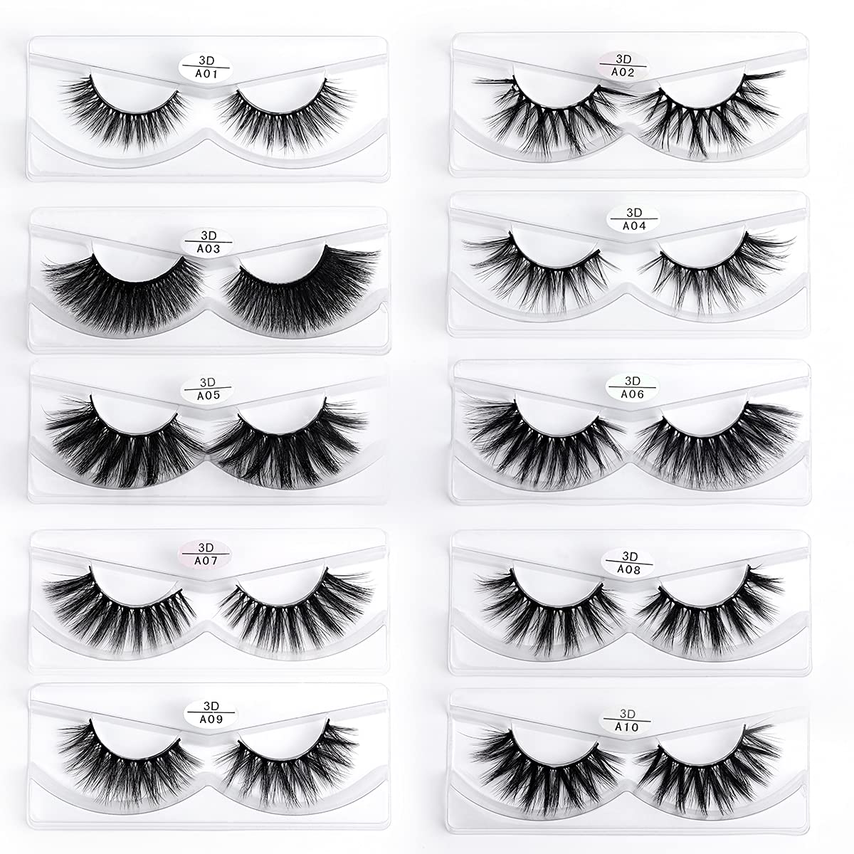 FARRED Wholesale False Lashes – 10 Styles, 10 Pairs, Medium Length Vegan Lashes, Bulk