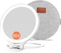 FASCINATE Magnifying Mirror 30X 1X – Double-Sided Lighted Vanity Mirror with 3 Color LED Modes & Rechargeable Battery