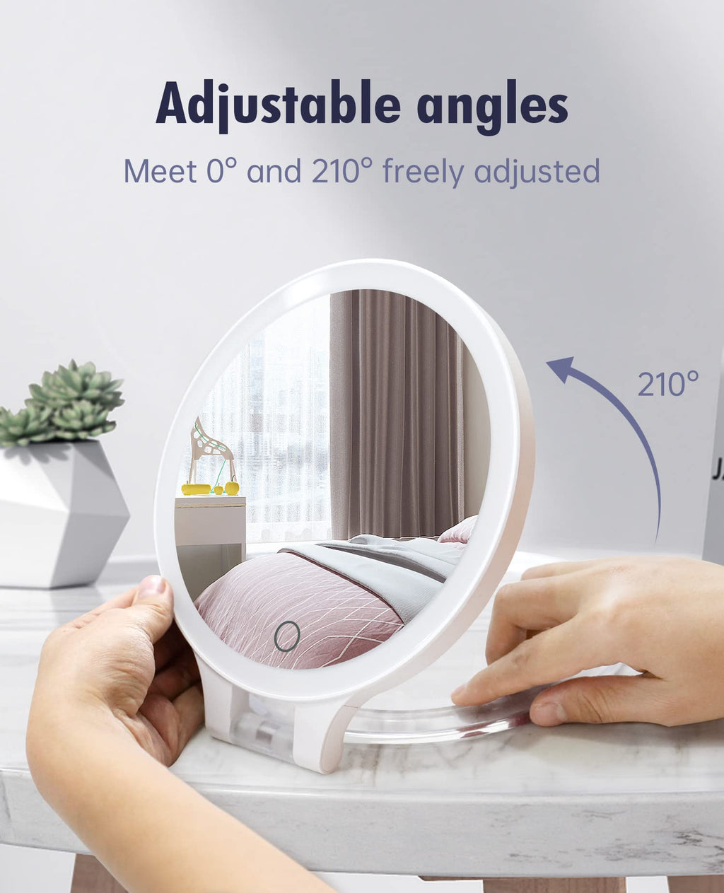 FASCINATE Magnifying Mirror 30X 1X – Double-Sided Lighted Vanity Mirror with 3 Color LED Modes & Rechargeable Battery