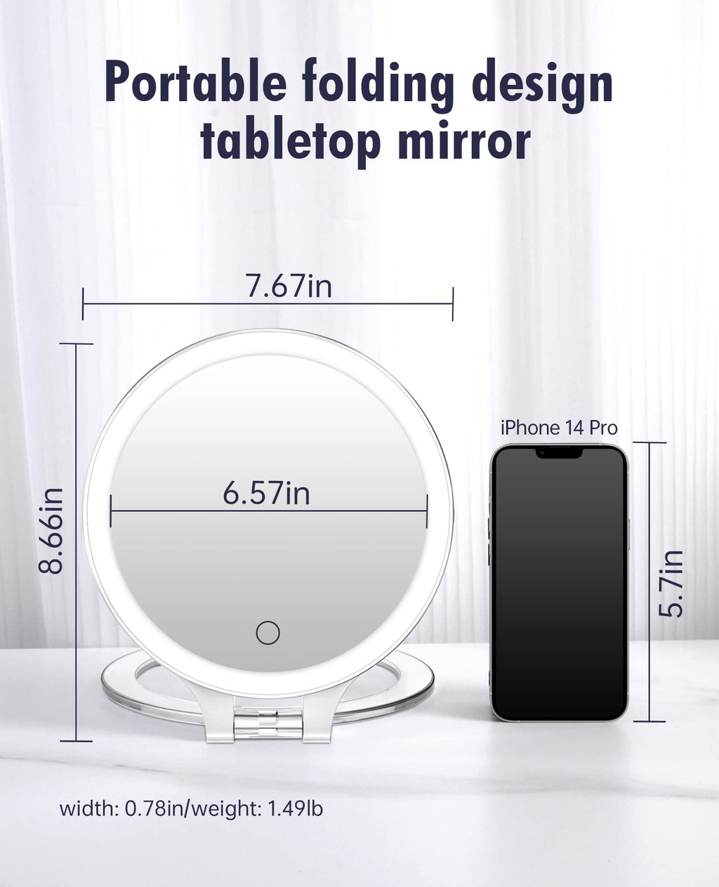 FASCINATE Magnifying Mirror 30X 1X – Double-Sided Lighted Vanity Mirror with 3 Color LED Modes & Rechargeable Battery
