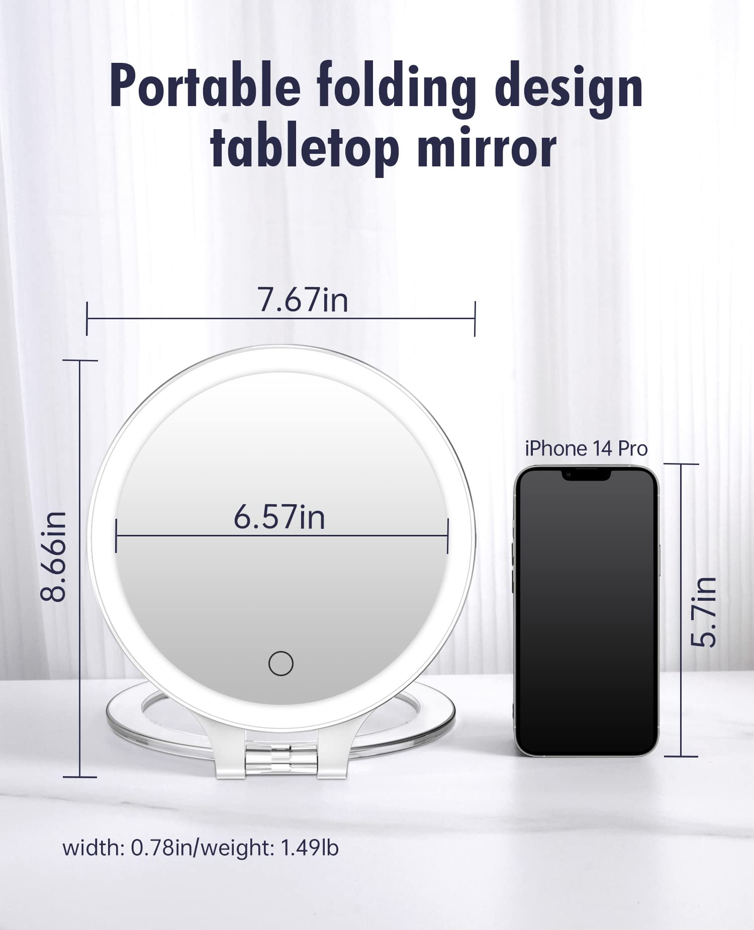 FASCINATE Magnifying Mirror 30X 1X – Double-Sided Lighted Vanity Mirror with 3 Color LED Modes & Rechargeable Battery