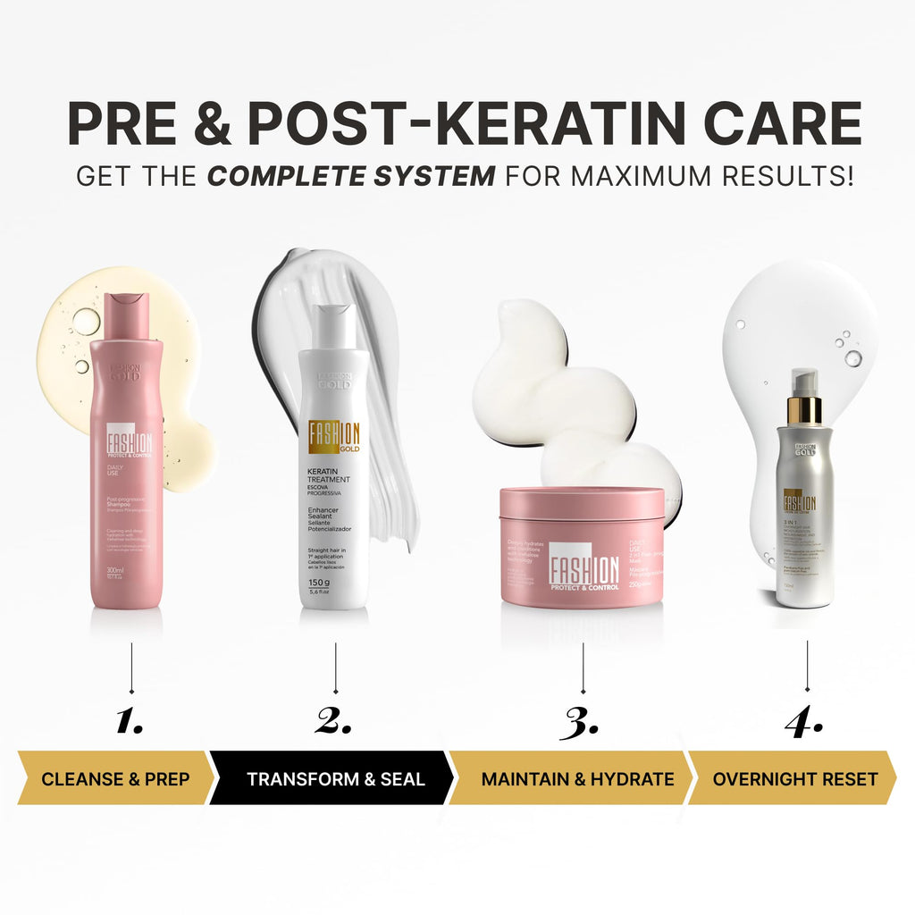 Fashion Gold Keratin Hair Treatment - 6 Uses per Bottle (Formaldehyde-Free)