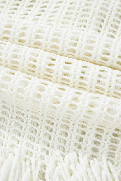 White Crochet Fishnet Beach Cover-Up Women UK | Boho Fringe S–XL