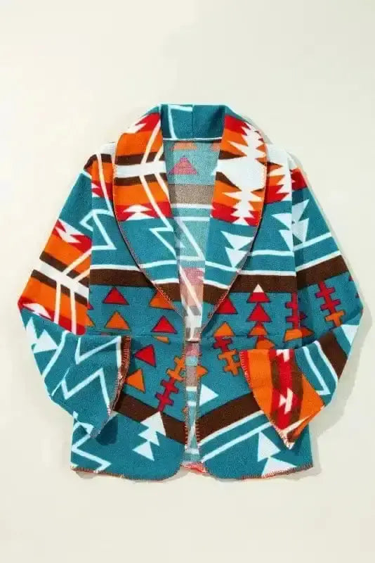 Aztec Print Bell Sleeve Blazer Women UK
