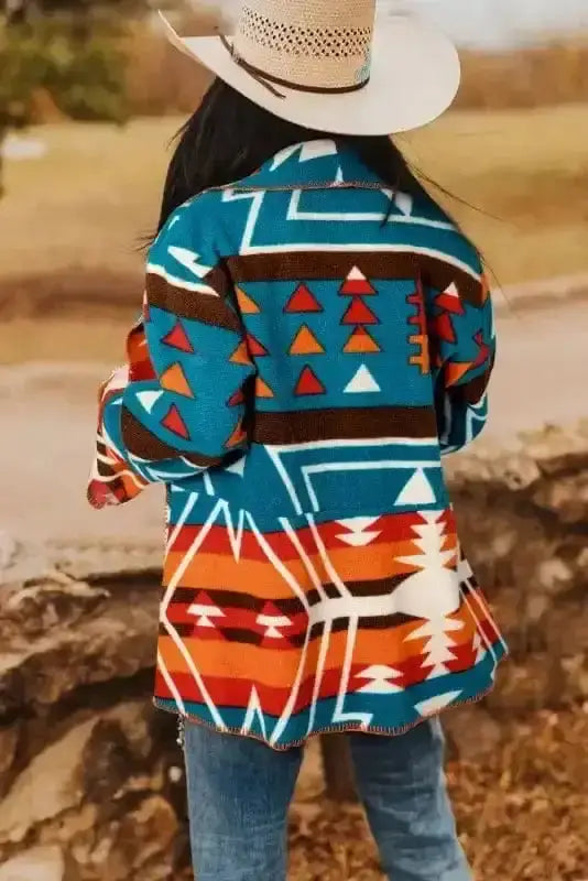 Aztec Print Bell Sleeve Blazer Women UK