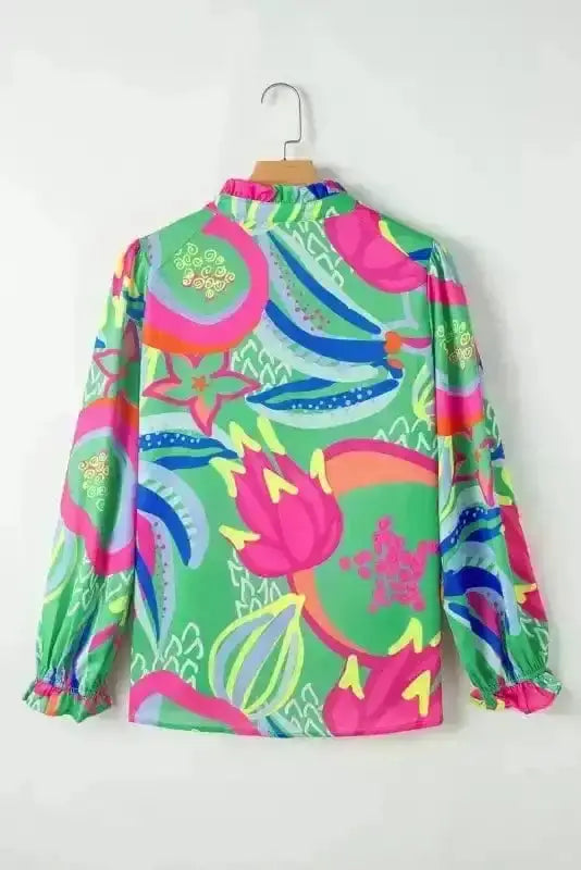 Abstract Print Button-Up Elegant Blouse Women UK