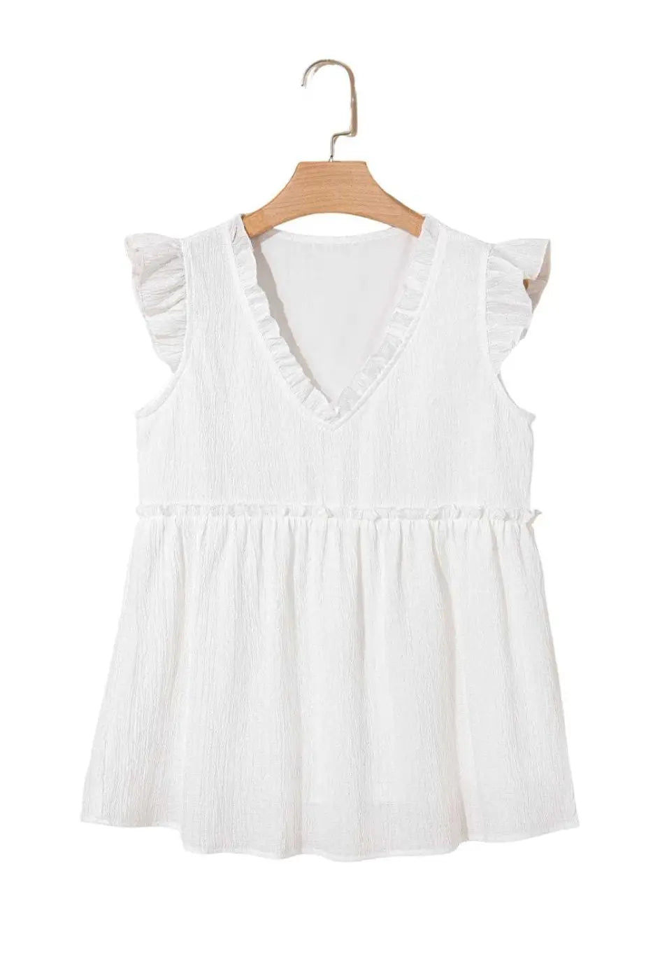 Pink Solid Ruffle Trim Flowy Top Women UK | Vacation