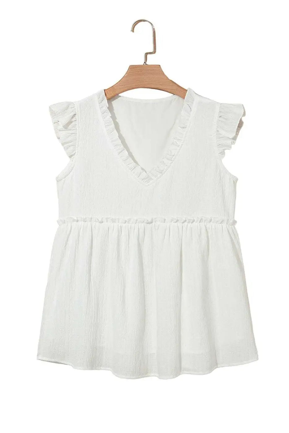 Pink Solid Ruffle Trim Flowy Top Women UK | Vacation