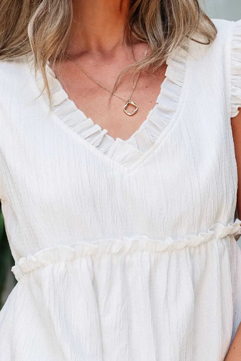 Pink Solid Ruffle Trim Flowy Top Women UK | Vacation