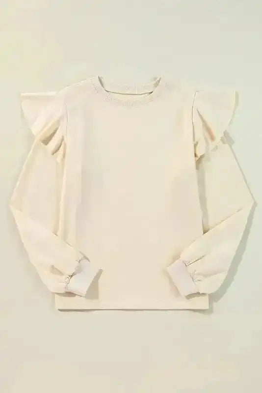 Solid Colour Cascading Ruffle Elegant Blouse Women UK