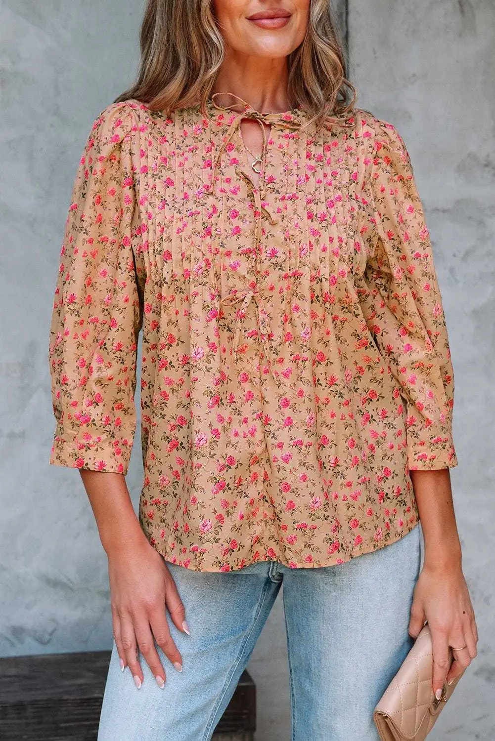 Floral Half Sleeve Boho Casual Puff Blouse Women UK