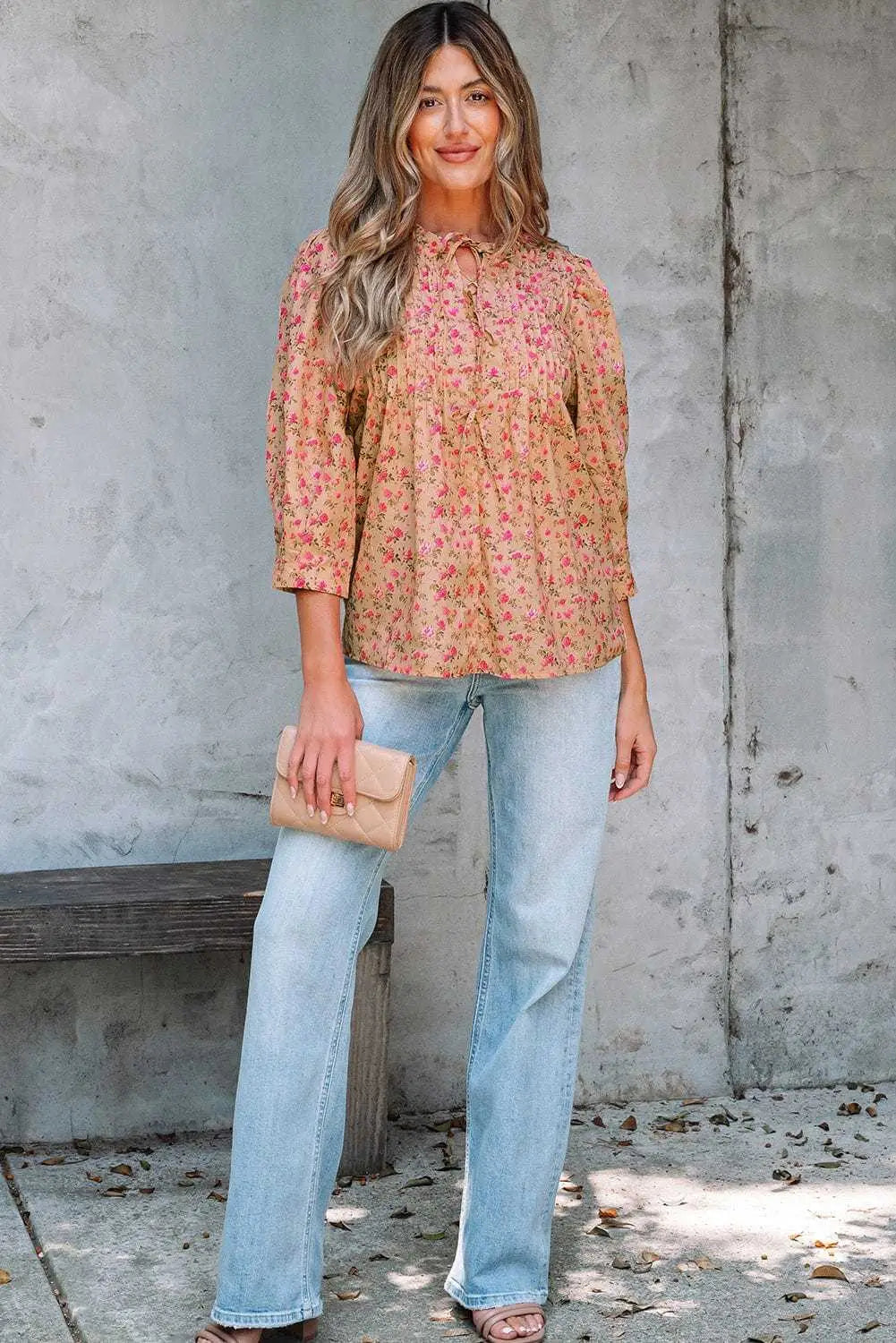 Floral Half Sleeve Boho Casual Puff Blouse Women UK