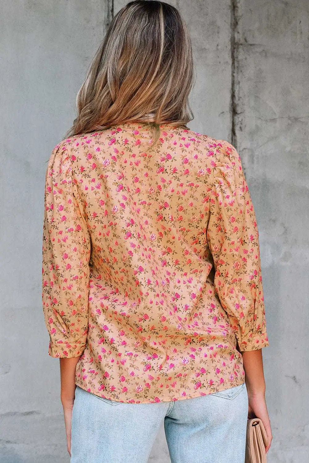 Floral Half Sleeve Boho Casual Puff Blouse Women UK