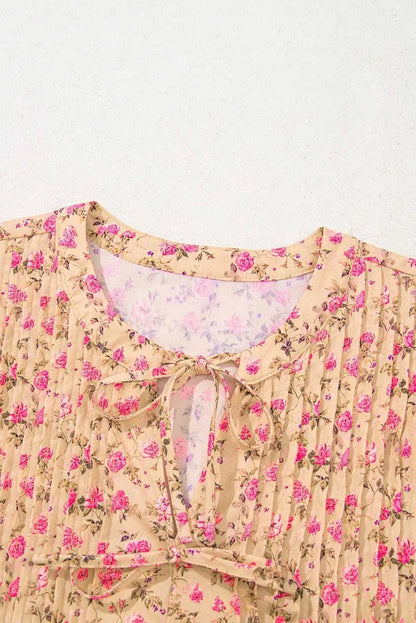 Floral Half Sleeve Boho Casual Puff Blouse Women UK
