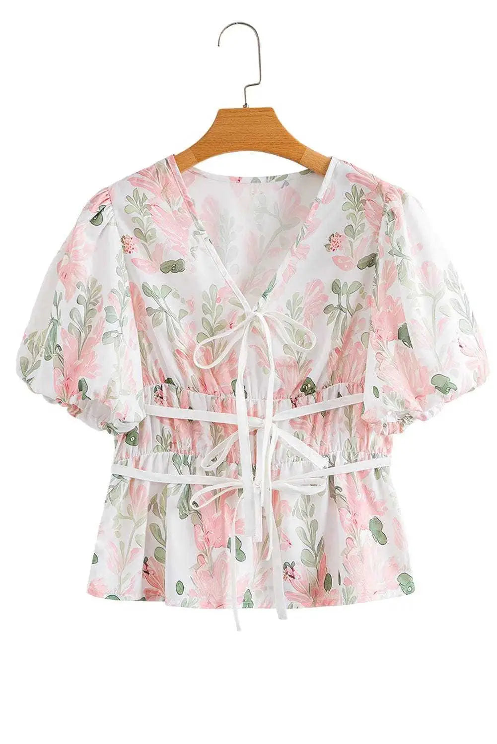 Floral Puff Sleeve Peplum Blouse Women UK | Wedding Guest