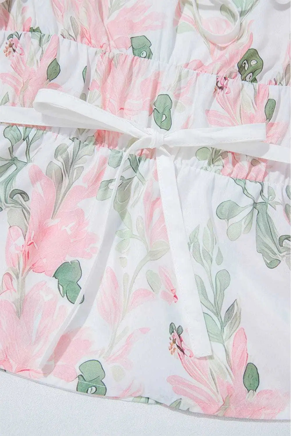 Floral Puff Sleeve Peplum Blouse Women UK