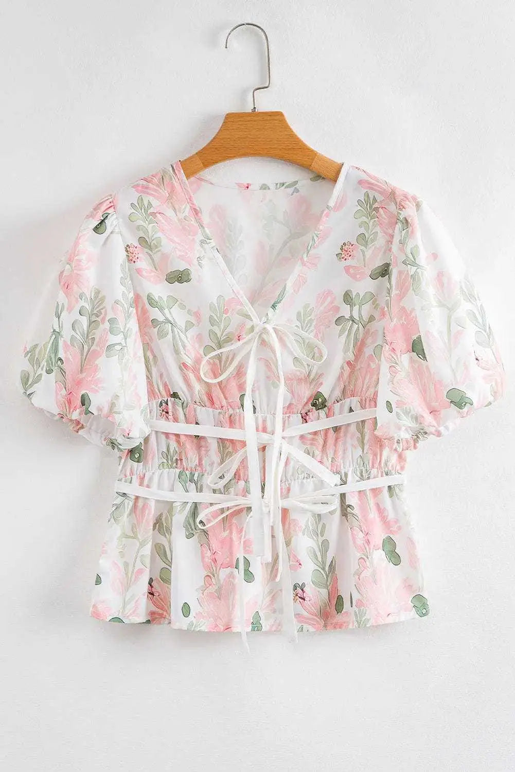 Floral Puff Sleeve Peplum Blouse Women UK | Wedding Guest