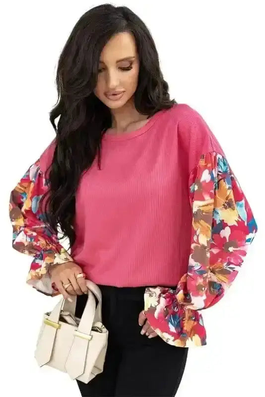 Floral Ribbed Top Women UK | Garden Style Casual