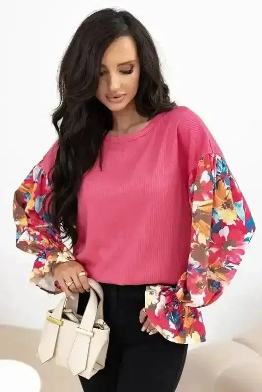 Floral Ribbed Top Women UK | Garden Style Casual