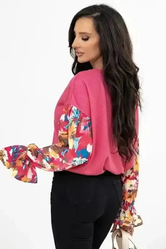 Floral Ribbed Top Women UK | Garden Style Casual