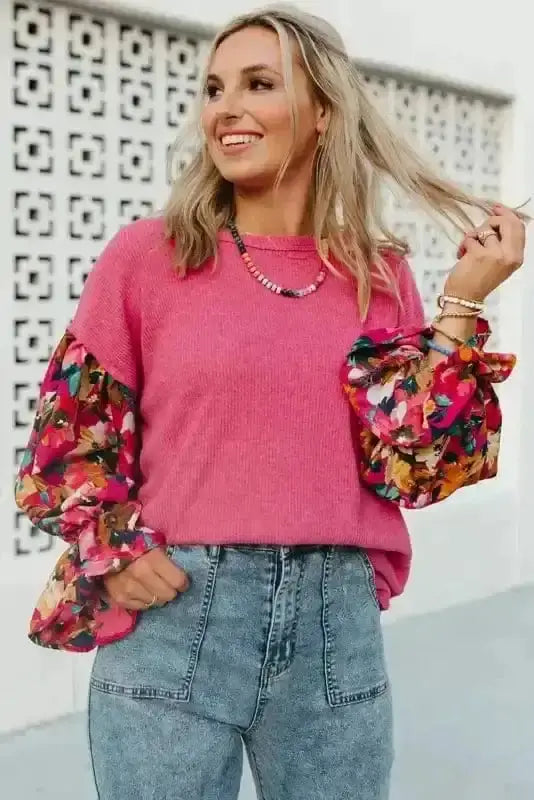 Floral Ribbed Top Women UK | Garden Style Casual