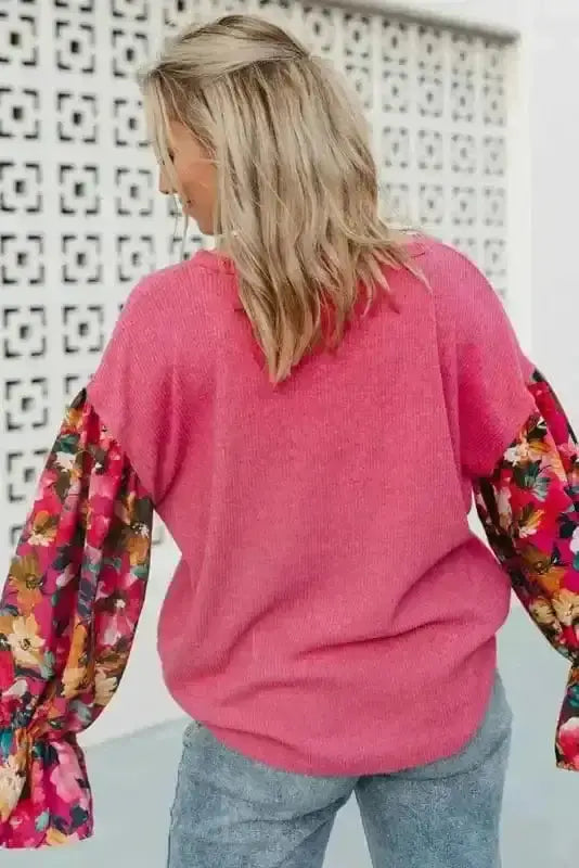 Floral Ribbed Top Women UK | Garden Style Casual