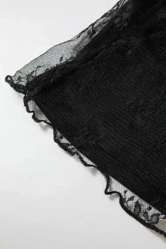 Black Lace Trim Sheer Slim Fit Blouse Women UK | Elegant