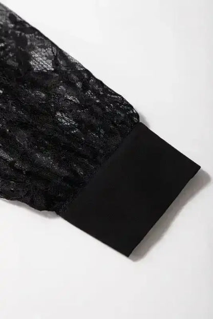 Black Lace Sleeve V-Neck Blouse Women UK | Elegant