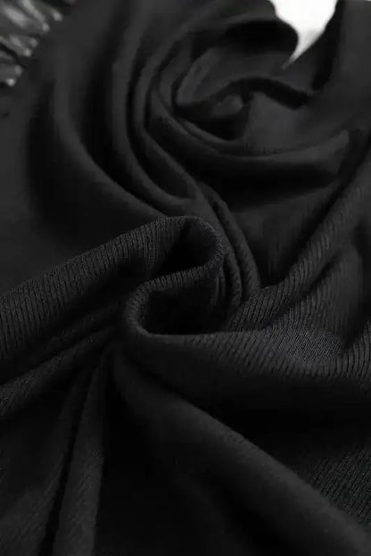 Faux Leather Ruffle Sleeve Blouse Women UK | Chic Edge