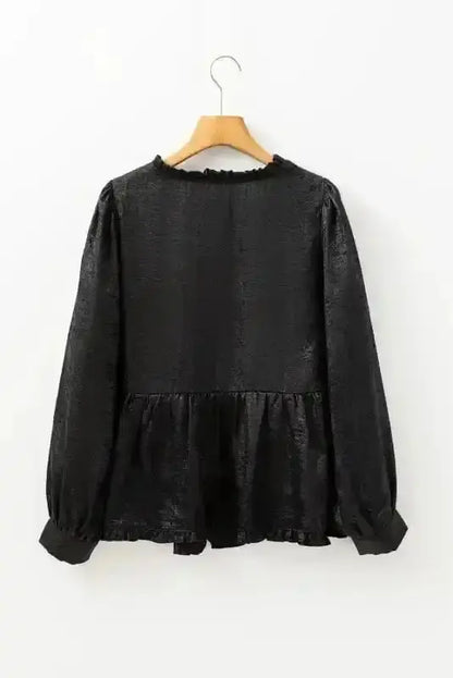 Metallic Velvet Babydoll Puff Sleeve Blouse Women UK | Glam