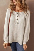 Waffle Knit Loose Fit Casual Top Women UK