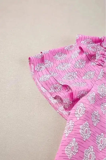 Pink Vintage Floral Blouse Women UK | Retro Style